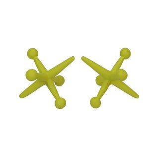 Yellow Enamel Painted Cast Iron Giant Jack Bookends Decorative Sculpture Decor